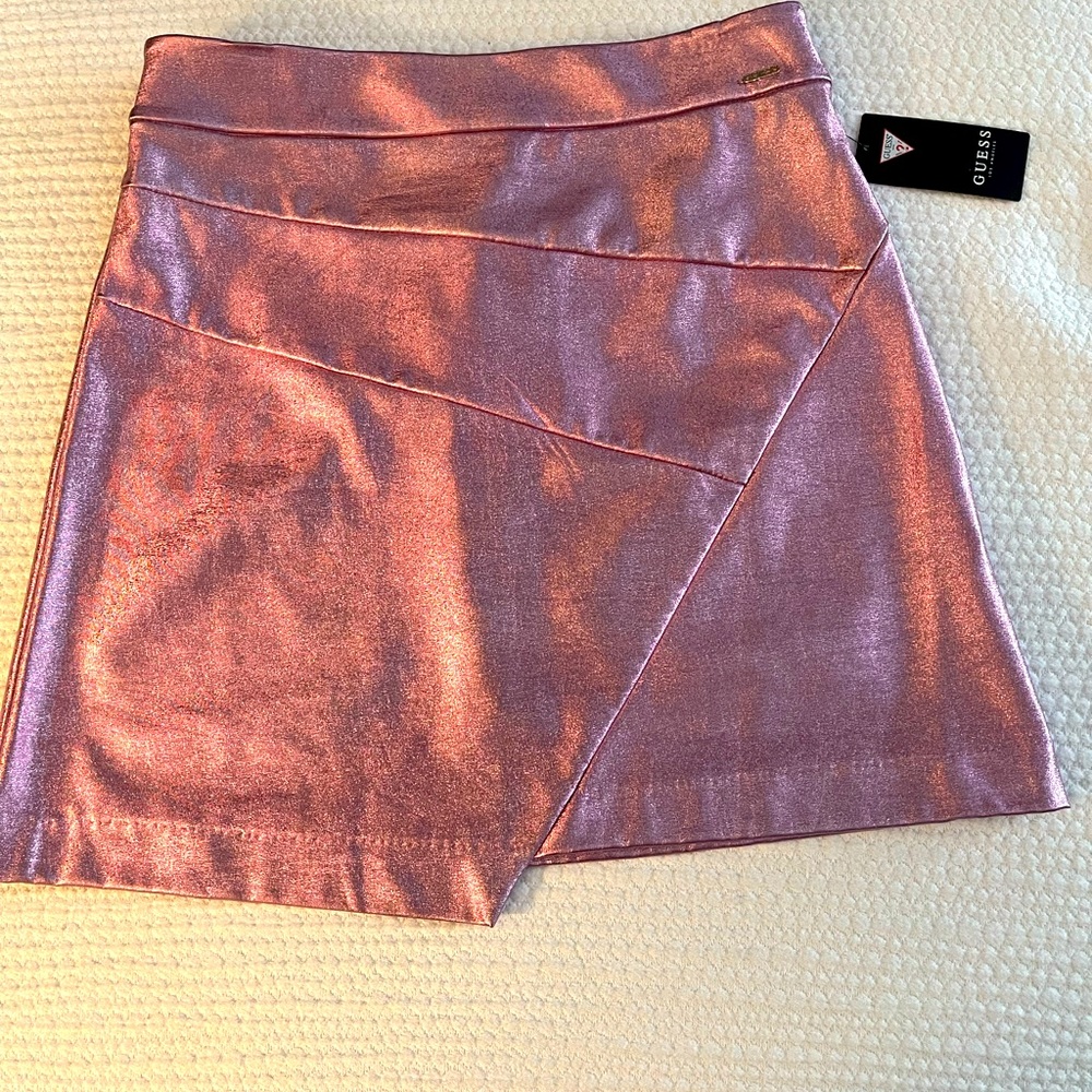 GUESS Women's Hester Skirt. Shiny Foil Pink Size 29 “NEW”